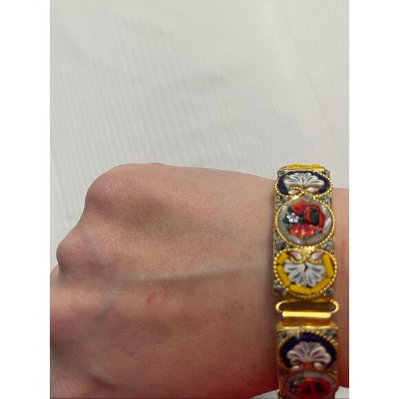 Antique Vintage Micro Mosaic Millefiori Bracelet Art Deco Victorian Panel - Picture 2 of 11